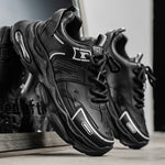 New Summer Men's Breathable Shoes, Trendy Versatile Thick Sole Height Boost Casual Athletic Sneakers, Black Trendy Dad Shoes For Men