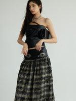 Lady's Vintage Checkered Long-style Casual Skirt