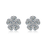 S925 Sterling Silver Heart Flower Stud Earrings, 5x5mm D-VVS1 Moissanite Cluster, Platinum Plated 3.4g Women's Jewelry Gift Box