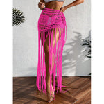 Beach Cover-up Skirt Hand-crocheted Long-tassel Midi Skirt