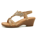 Rhinestone Flower Wedge Sandals