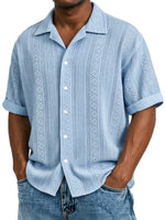 New Mens Jacquard Short-sleeve Shirt