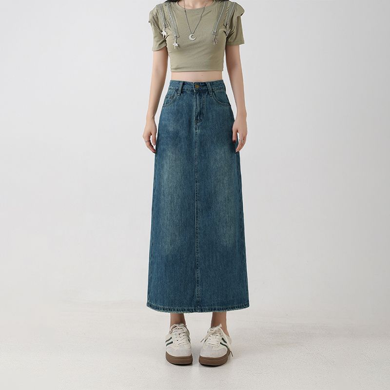 Trendy Figure-flattering High-waisted A-line Midi Skirt