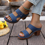 European And American-style Hollowed-out Womens Chunky-heel Round-toe Sandals For Women