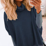 Women's High Neck Knitted Sweater Loose Sweatshirt