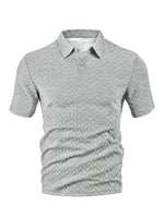 Mens Summer Solid-Color Waffle-Weave Short-Sleeve Shirt
