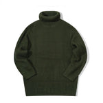 Mens Casual Solid-color Turtleneck Sweater With Vertical Stripes