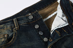 Fashionable Mens Distressed Dark-wash Jeans