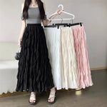 White Elastic-waist A-line Skirt