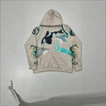 Digital-print Octopus-patterned Fleece-lined Hooded Sweatshirt