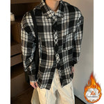 Mens Casual American-Style Plaid Shirt