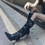 Women's All-Match Belt-Buckle Rivet Long Boots
