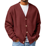 Mens Casual Loose-fit Long-sleeve Knitted Cardigan