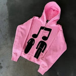 Printed Zip-Up Hoodie Loose-Fit Sweatshirt