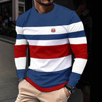 Men's Casual Crew-Neck Printed Long-Sleeve T-Shirt