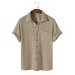 Waffle-Weave Simple Solid-Colored Mens Shirt