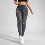 Ripped Slim-Fit Stretch Womens Jeans