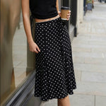 French-style Asymmetrical Strap Black And White Midi Dress