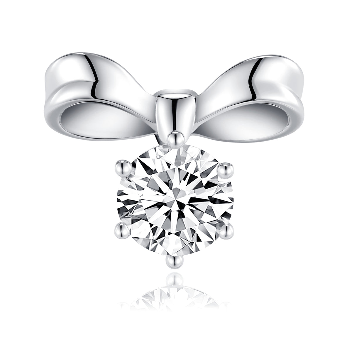 S925 Sterling Silver Bow Stud Earrings, 1ct D-VVS1 Moissanite, Platinum Plated 3.1g Women's Jewelry With GRA Certificate Gift Box