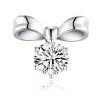 S925 Sterling Silver Bow Stud Earrings, 1ct D-VVS1 Moissanite, Platinum Plated 3.1g Women's Jewelry With GRA Certificate Gift Box