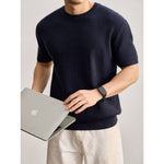 Mens Round-Neck Knitted Short-Sleeve T-Shirt