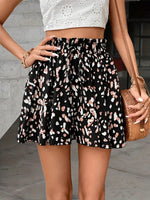 Printed Wide-leg Lace-up Shorts Chic And Elegant Resort Beach Culottes