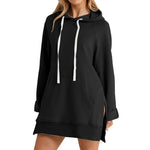 Womens Solid-color Hooded Mid-length Sweatshirt Now Available