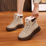 Womens High-top, Fleece-lined Dr Martensstyle Boots, Thick-soled And Casual