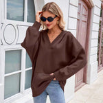 Solid-color Pocketed Long-sleeve Hooded Sweatshirt Jacket