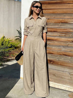 Autumn New Style Workwear-inspired Lapel Jumpsuit For Women