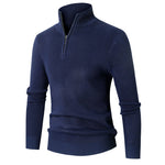 Mens Minimalist Casual Half-zip Turtleneck Sweater
