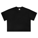 Wide Crew Neck Heavyweight Pure Cotton Short-sleeve Vintage Washed Cropped T-shirt