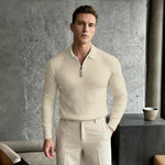 Mens Fashionable Casual Knitted Half-Zip Sweater