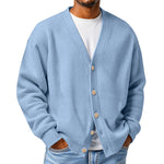Mens Casual Loose-fit Long-sleeve Knitted Cardigan