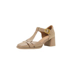 Chunky-heeled High Heel Genuine LeatherSquare-toe Womens Shoes French Vintage Style