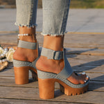 Chunky-heeled, Ultra-high-heel Peep-toe Womens Sandals
