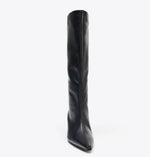 Large-calf High-heeled Riding Retro-style Knee-high Pointed-toe Tall Denim Boots
