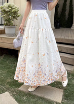 Womens FashionableWaist-cinching Printed Midi Skirt
