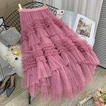 Fashionable Mesh Irregular Skirt Womens Style