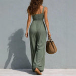 Womens Solid-color Strapless Sleeveless Jumpsuit