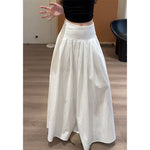 Pleated High-waisted A-line Maxi Skirt