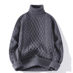 Round-neck High-neck Fleece-lined Solid-color Sweater