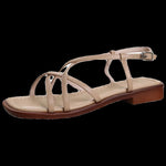 Retro-style Leather Open-toe Sandals With Crisscross Straps