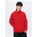 Womens Loose-Fit Zip-Up Hooded Jacket Solid-Color Sweatshirt