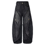 Lucky Pattern Embroidered Patchwork Jeans