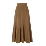 Vintage Womens Thickened High-waisted Slimming Pleated Elegant Midi Skirt