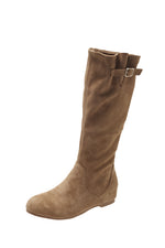 Khaki Suede Pointed-toe Boots For Women