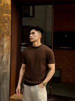 Mens Round-Neck Knitted Short-Sleeve T-Shirt