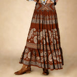 Versatile Bohemian Print High-Waist Slimming Skirt