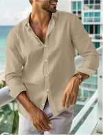 Mens Long-sleeve Lapel-button Shirt
